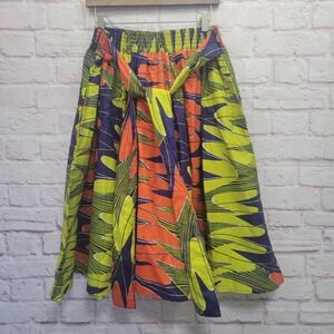 KaraChic by Nf African Print Circle Midi Skirt Plus Sz Belted Boho‎ Artsy Tribal